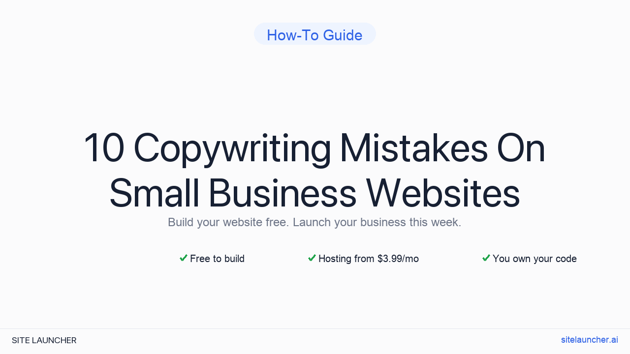 10 Copywriting Mistakes On Small Business Websites