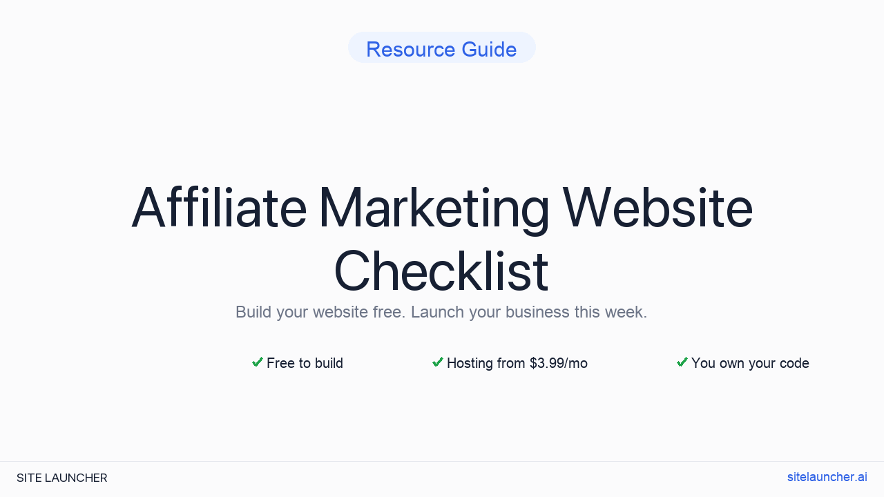Affiliate Marketing Website Checklist