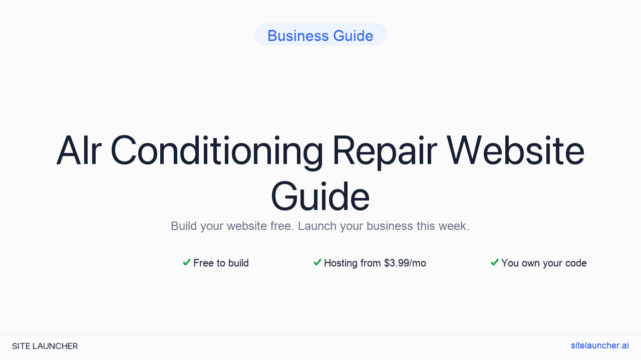 How to Build a Website for Your Air Conditioning Repair (Free, Fast, and Professional)