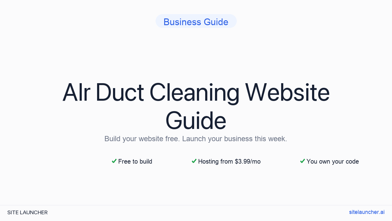 How to Build a Website for Your Air Duct Cleaning (Free, Fast, and Professional)
