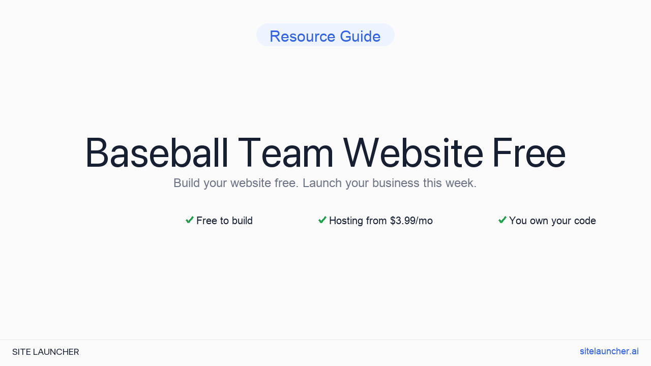 Baseball Team Website Free
