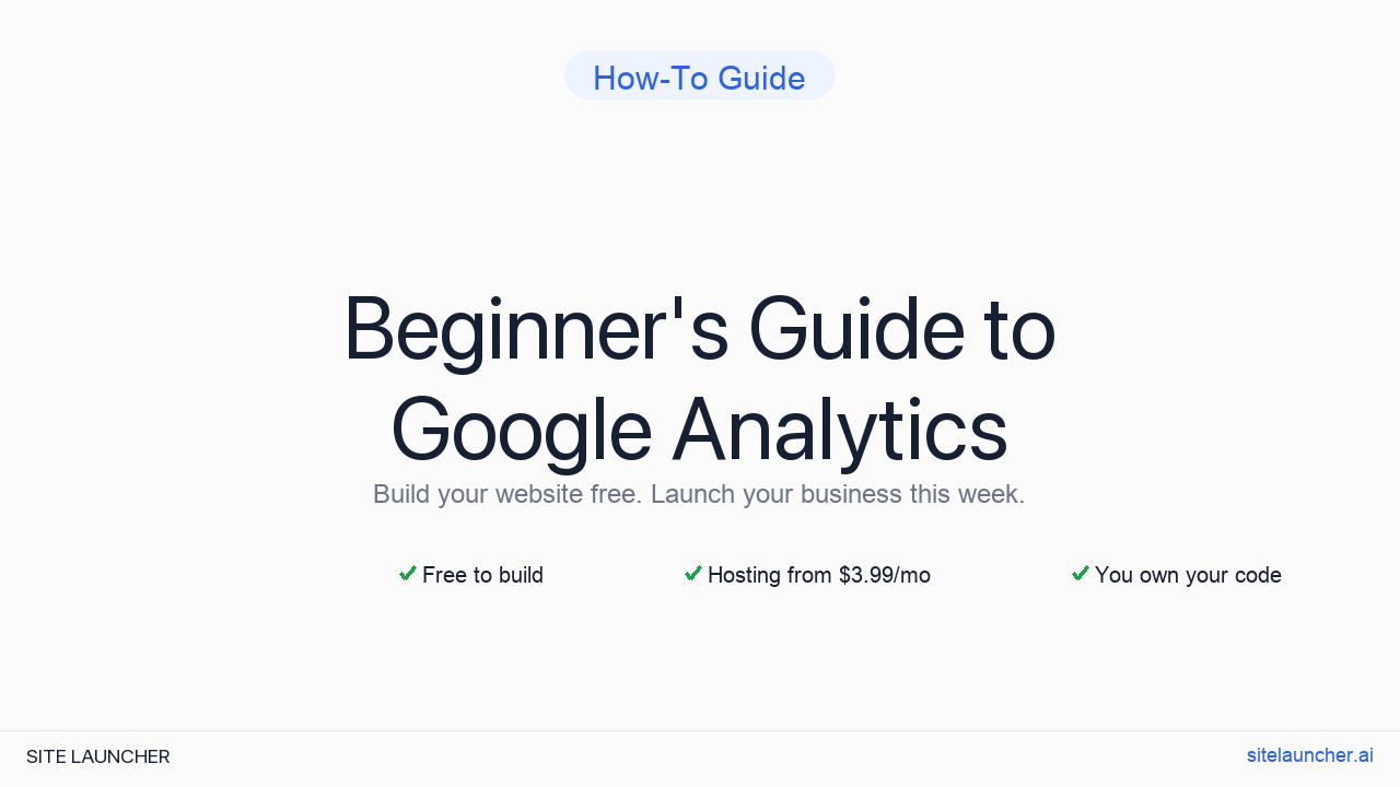 Beginner's Guide to Google Analytics