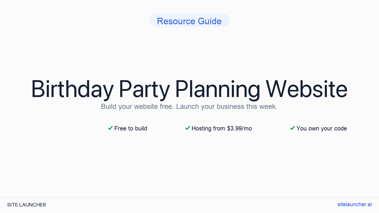Birthday Party Planning Website
