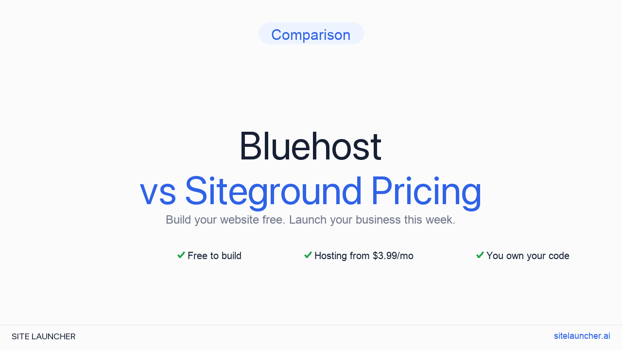 Bluehost vs Siteground Pricing