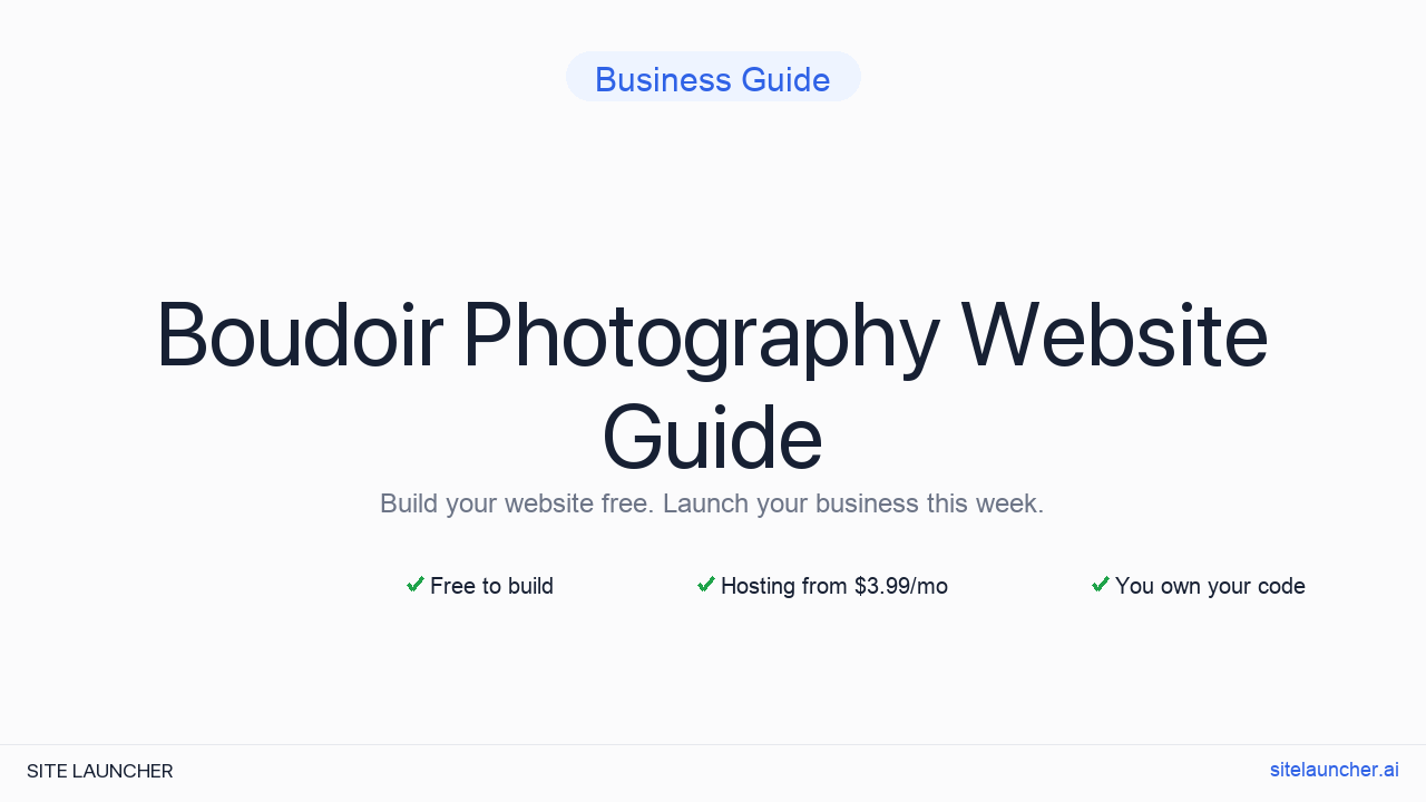 How to Build a Website for Your Boudoir Photography (Free, Fast, and Professional)