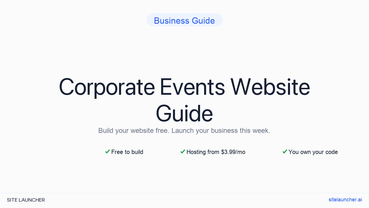 Website For Corporate Events