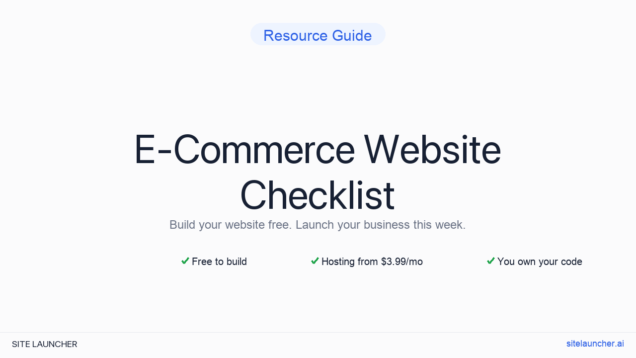 E-Commerce Website Checklist