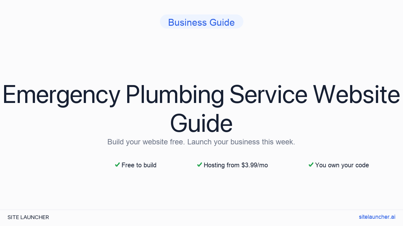 How to Build a Website for Your Emergency Plumbing Service (Free, Fast, and Professional)