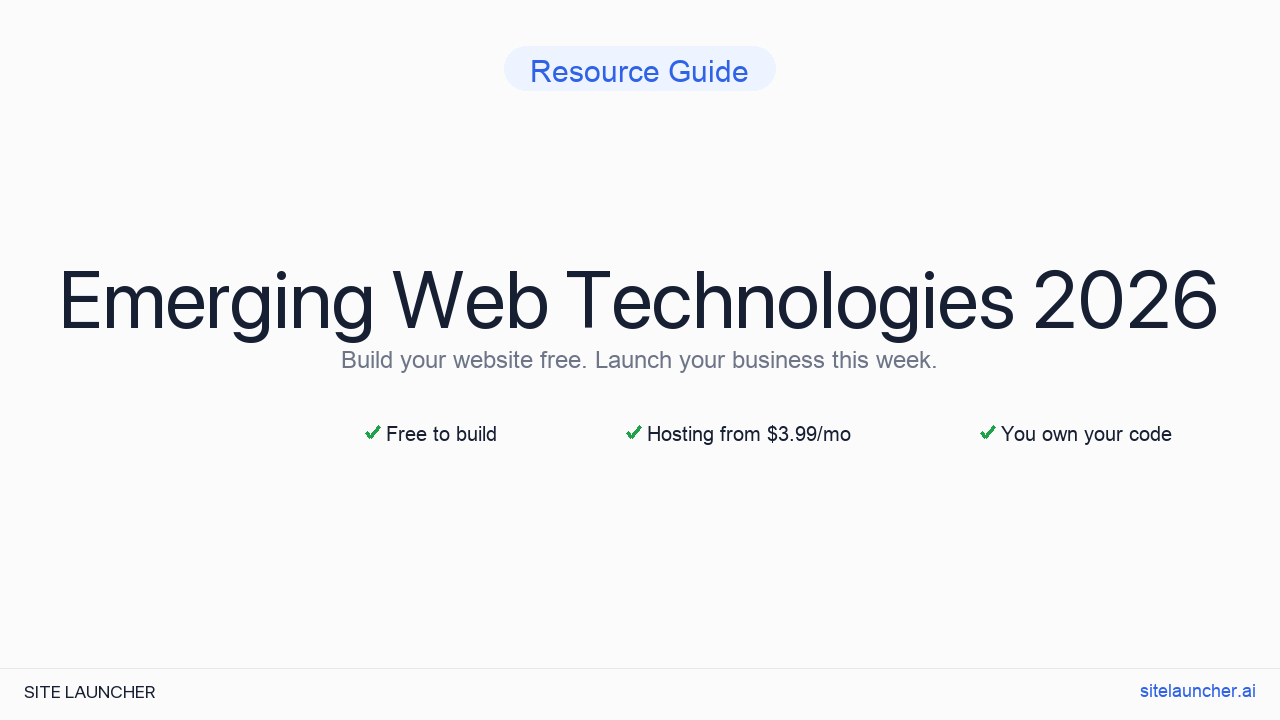 Emerging Web Technologies 2026