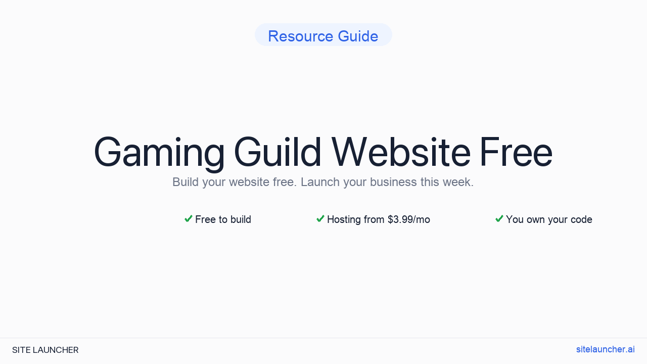 Gaming Guild Website Free