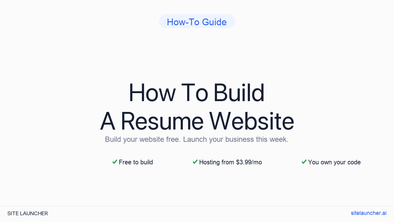 How To Build A Resume Website