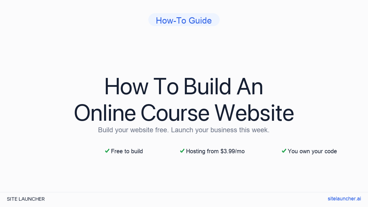 How To Build An Online Course Website