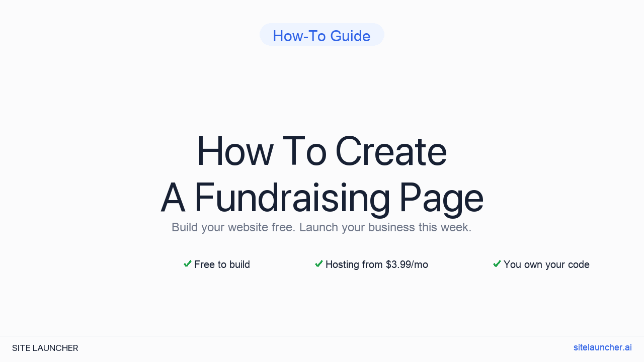 How To Create A Fundraising Page