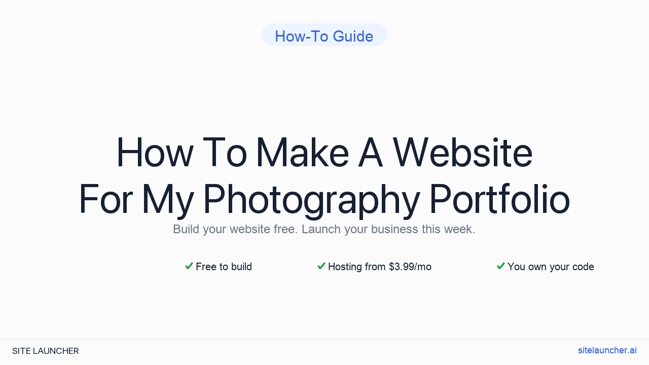 How To Make A Website For My Photography Portfolio