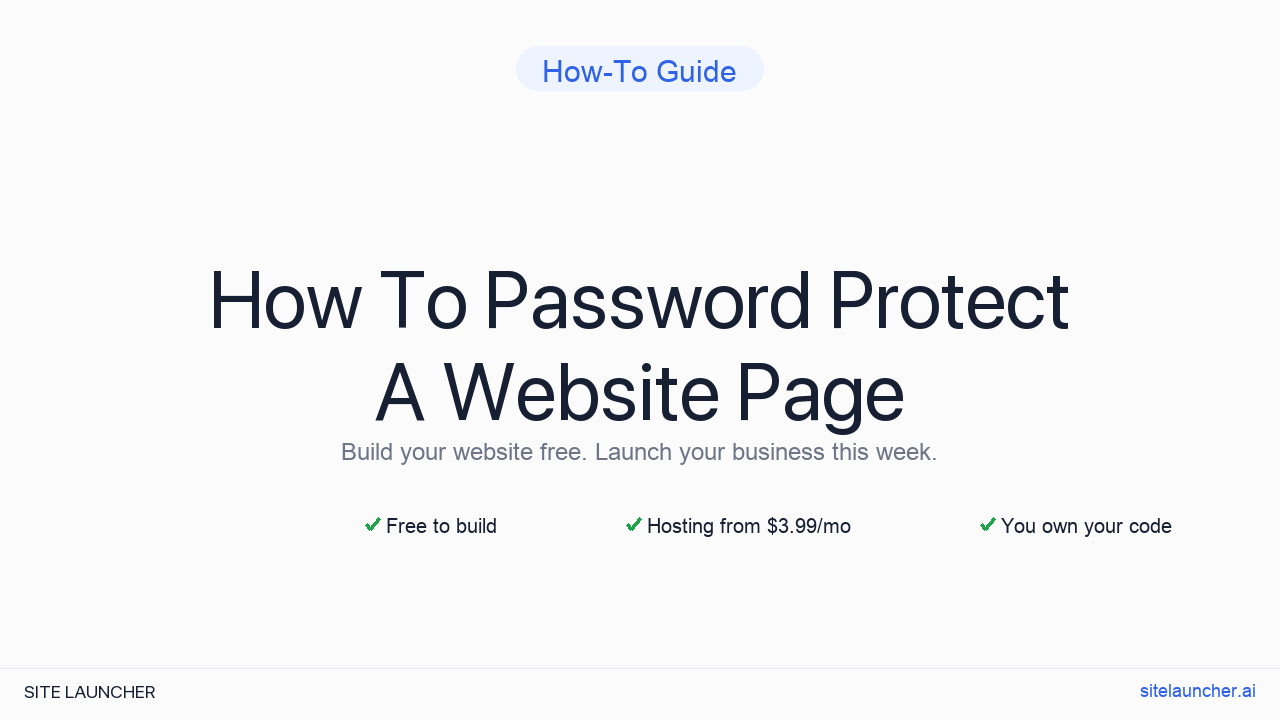 How To Password Protect A Website Page