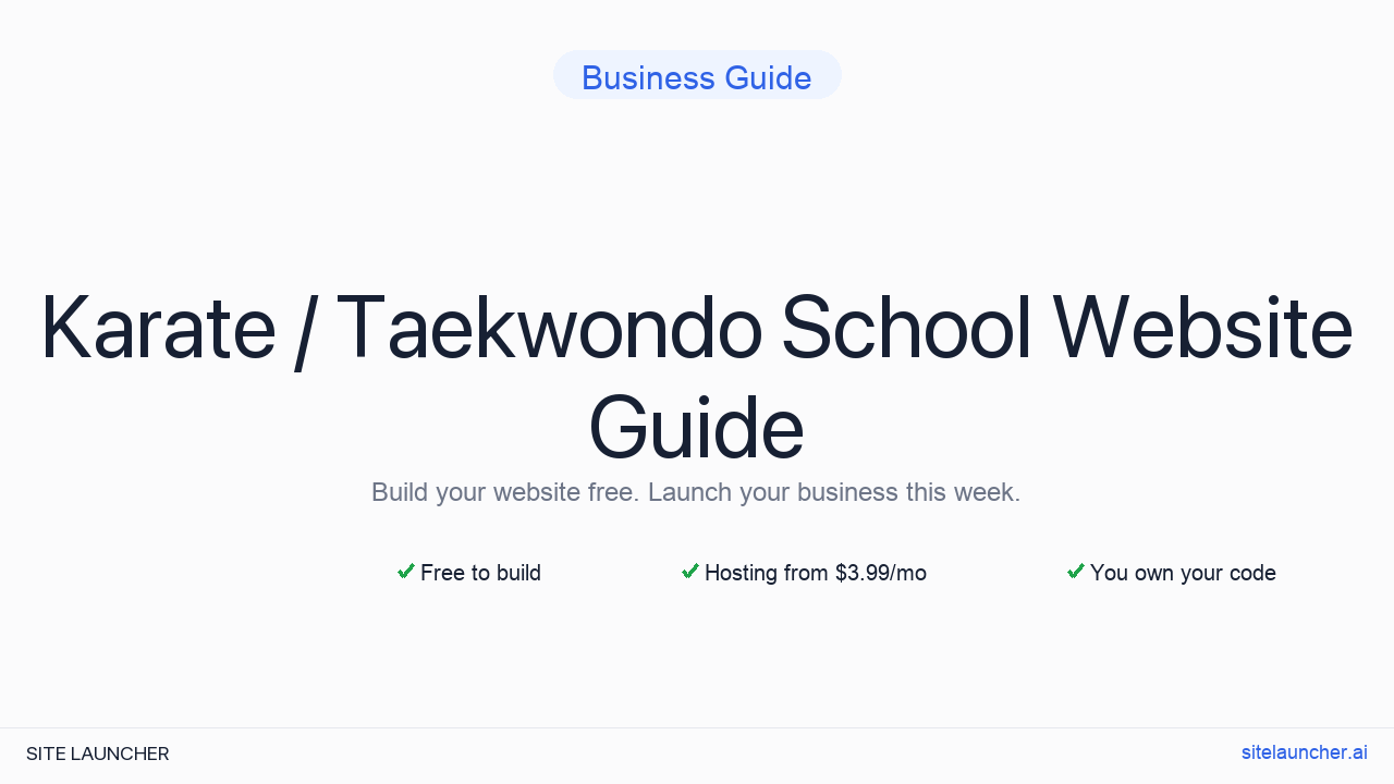 How to Build a Website for Your Karate / Taekwondo School (Free, Fast, and Professional)