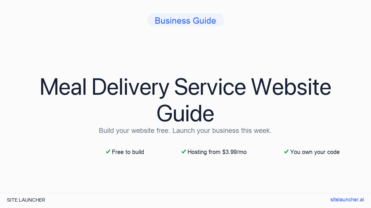 How to Build a Website for Your Meal Delivery Service (Free, Fast, and Professional)