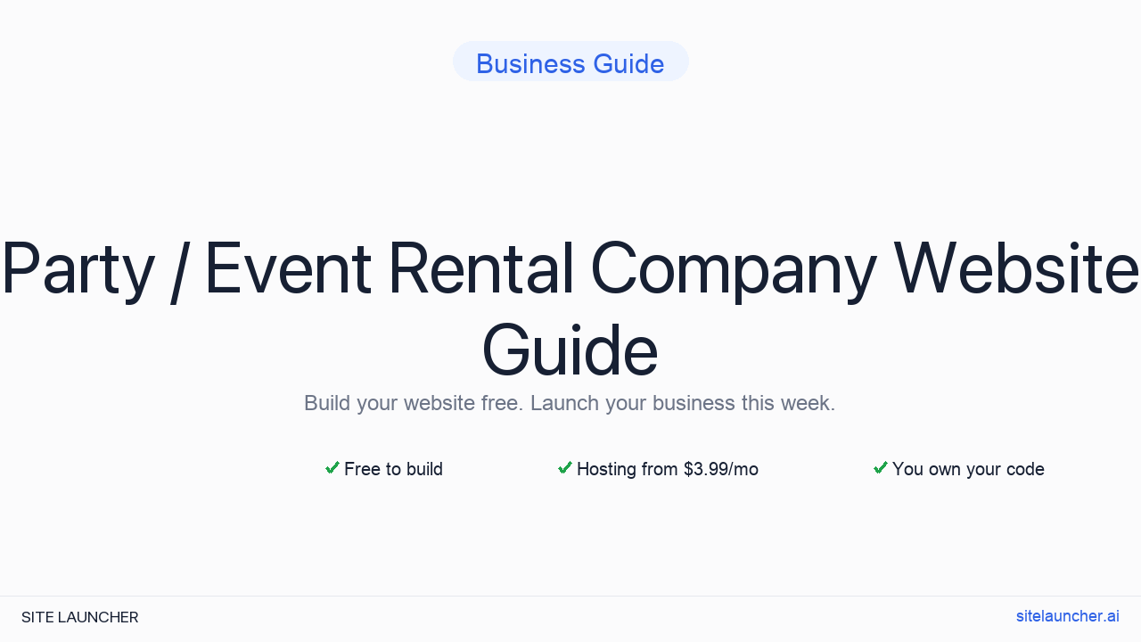 How to Build a Website for Your Party / Event Rental Company (Free, Fast, and Professional)