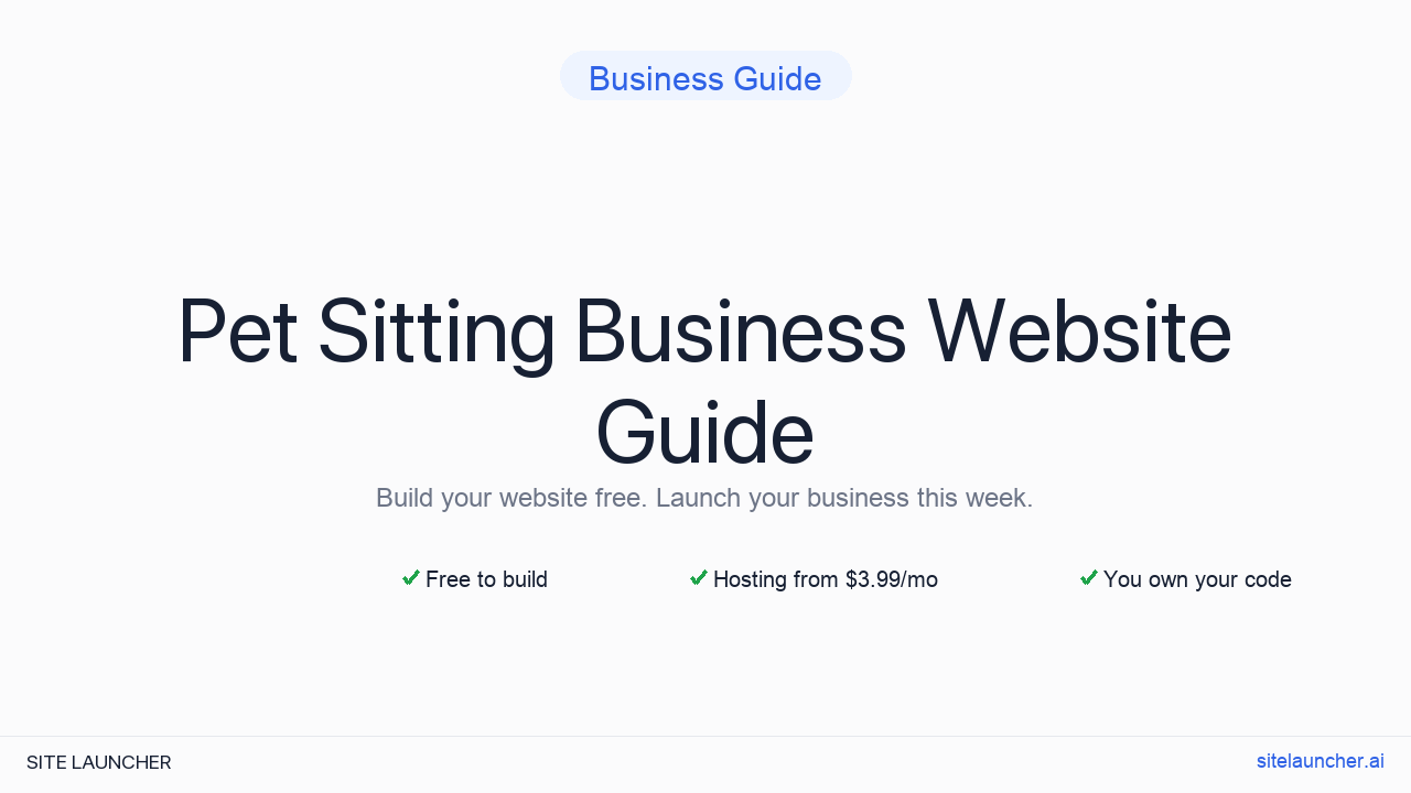 Website For Pet Sitting Business