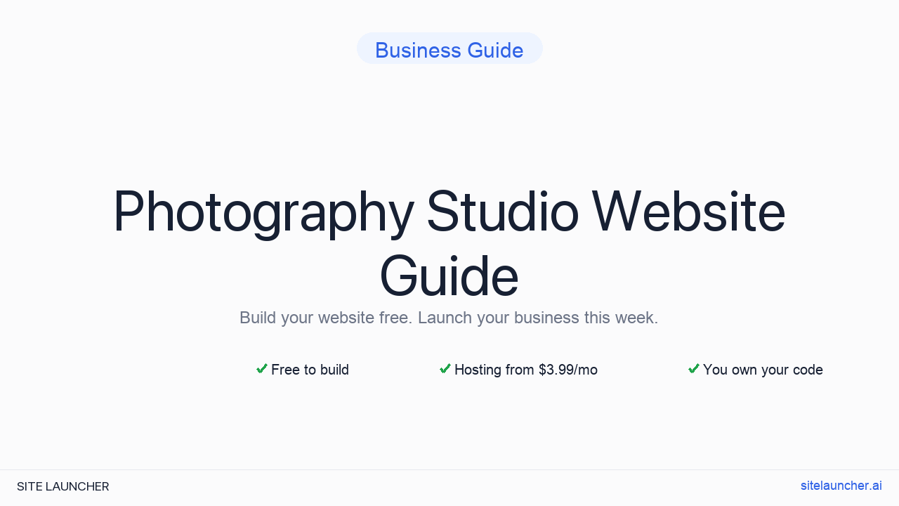How to Build a Website for Your Photography Studio (Free, Fast, and Professional)