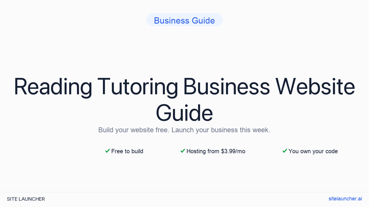 How to Build a Website for Your Reading Tutoring Business (Free, Fast, and Professional)