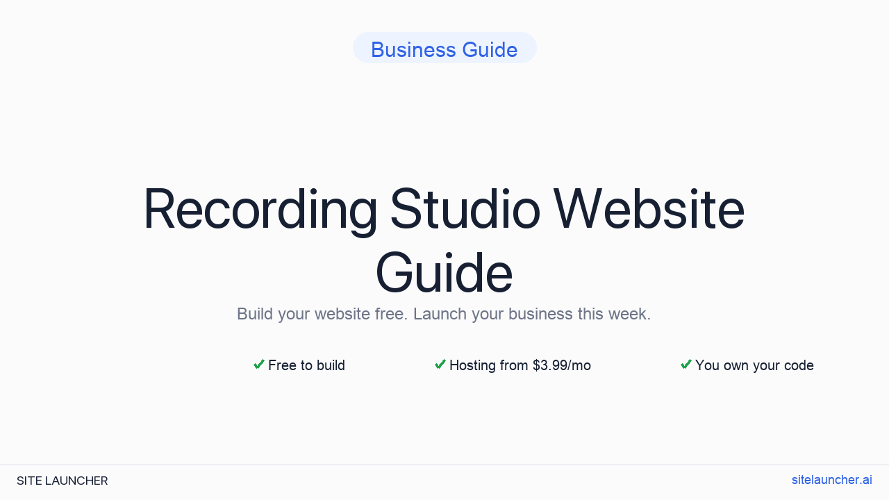 How to Build a Website for Your Recording Studio (Free, Fast, and Professional)