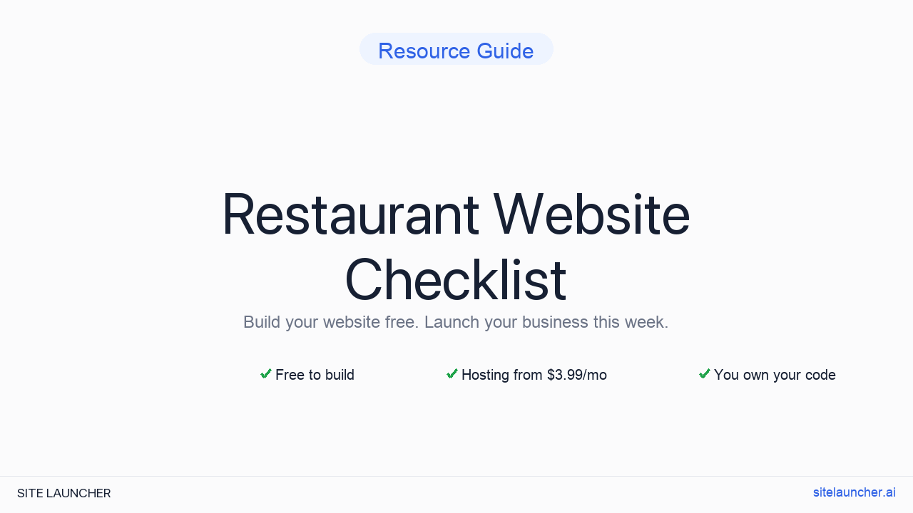 Restaurant Website Checklist