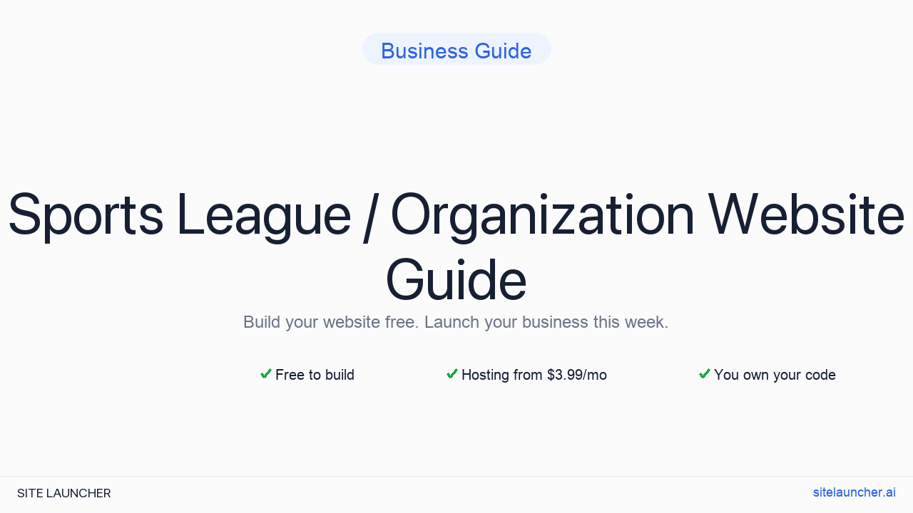 How to Build a Website for Your Sports League / Organization (Free, Fast, and Professional)
