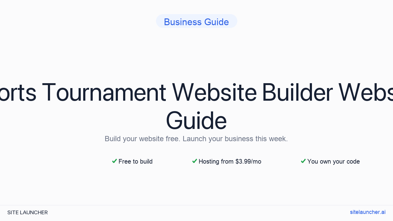 Sports Tournament Website Builder