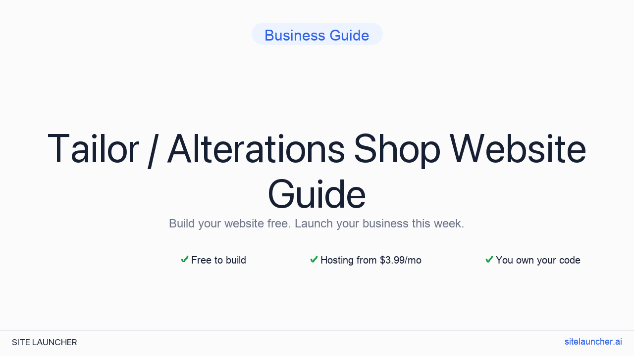 How to Build a Website for Your Tailor / Alterations Shop (Free, Fast, and Professional)