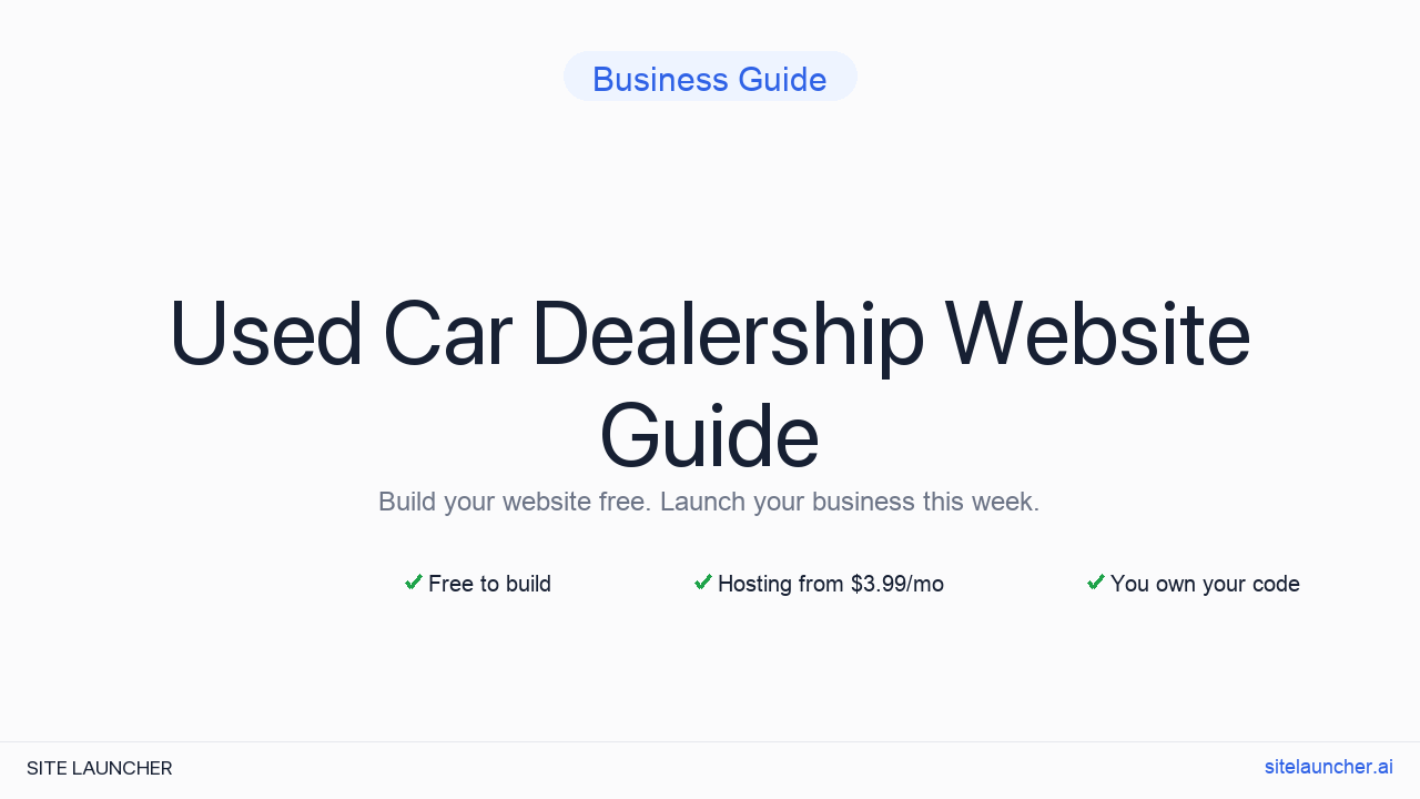 How to Build a Website for Your Used Car Dealership (Free, Fast, and Professional)