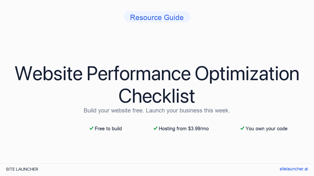 Website Performance Optimization Checklist