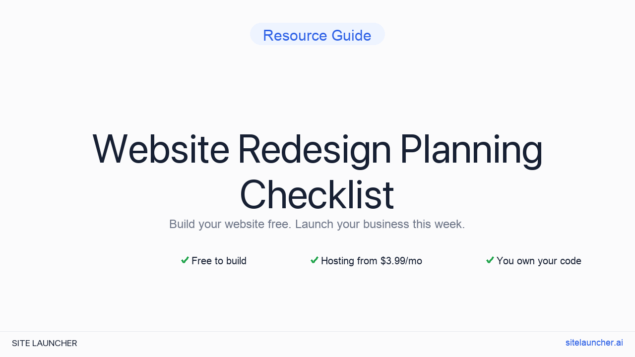 Website Redesign Planning Checklist