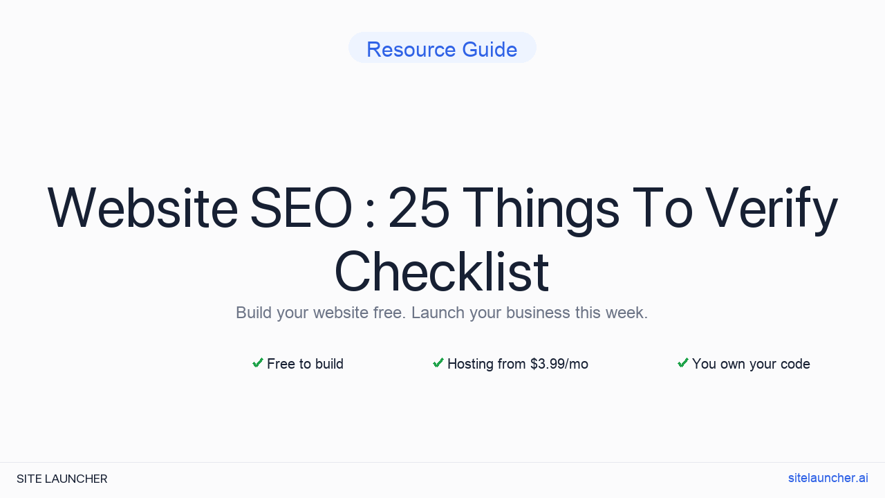 Website SEO Checklist: 25 Things To Verify