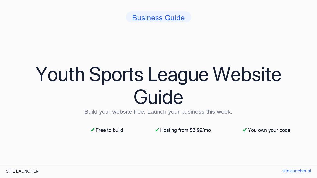 Website For Youth Sports League